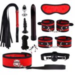 11-piece BDSM Genuine Gift Leather Bondage Set Fetish Handcuffs Collar Gag Whip Erotic Adult Sex Toys for Women Couples Games