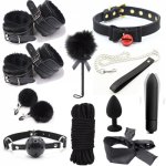 BDSM Bondage Restraints Kits BDSM Sex Handcuffs Whip Anal Plug Bullet Vibrator Erotic Sex Toy For Couples Adult Games sex whip