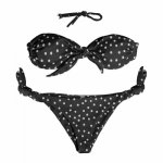 X-HERR Dots Bandeau Bikini Strapless Padded No Underwire Women Bikini Swimsuit Knots Side Tied Beach Wear Summer Sexy Swimwear