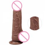 Realistic Dildo Dual-Layer Liquid Silicone with Strong Suction Cup Lifelike Penis Sex Toy Flexible with Curved Shaft and Balls