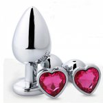 70mm Anal Plug Heart Stainless Steel Crystal Anal Plug Removable Butt Plug Stimulate Anal Sex Toys Prostate Massager Dildo