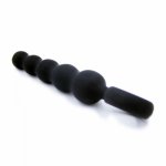 Anal Butt Plug Soft Black Silicone Waterproof Prostate Anal Butt Plug Massager Beads Trainer