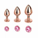 Ins, Small Medium large set Crystal Heart round rose gold rainbow Metal anal beads butt plug Jewelry insert sex toy for female male