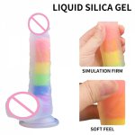 7.6 inch Liquid Dildo big anal horse Realistic Silicone Waterproof Huge Rainbow Strong Suction Cup Soft Adult sex toys for woman