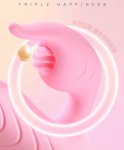 DUOAI New Rabbit Vibrator For Women Auto Telescopic Swing Warming Dildo Double Tongue Lick Stimulate Clitoris Adult Sex Toys