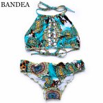BANDEA bikini sexy summer 2018 halter swimsuit women vintage print bikini set high neck bathing suit pattern bikini
