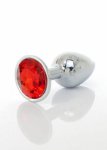 wtyczka analna metalowa biżuteria kryształ czerwony | 100% dyskrecji | bezpieczne zakupy