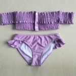 Sexy Off Shoulder Swimwear 2018 New Women Pleated Bikinis Set Girls Brazilian Biquinis Bandeau Swimsuit Push Up Swimwear Purple