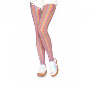 tęczowe rajstopy leg avenue lurex rainbow fishnet tights