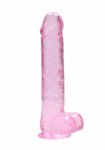crystal clear dildo z jądrami 25,4 cm różowy | 100% oryginał| dyskretna przesyłka