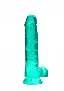 dildo z przyssawką i jądrami crystal clear realrock 21 cm zielony | 100% oryginał| dyskretna przesyłka