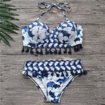 NIDALEE 2018 New Women Swimwear Split High Waist Hard Pack Steel Support Sexy Bikini Small Tassels Female Swimsuit