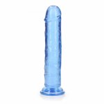 Prosty Penis na Przyssawce RealRock 20cm Niebieski | 100% ORYGINAŁ| DYSKRETNA PRZESYŁKA