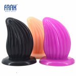 Faak, FAAK Newest anal plug with suction cup ribbed surface anal dildo shell design curved butt plug lesbian gay masturbate sex toys