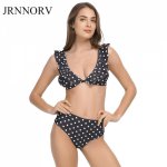 JRNNORV Sexy High Waist Bikini Women Swimwear Push Up Swimsuit Ruffle Bathing Suit Polka Dot Biquinis Summer Beach Wear AA00042