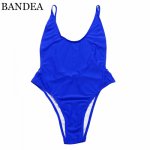 BANDEA 2017 one piece swimwear women solid bikini retro monokini deep blue bathing suit sexy high cut swimsuit beach wear 