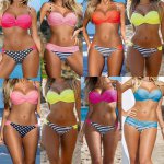 2017 Sexy Bikini Women Low Waist Ladies Stripe Polka Dot Swimsuit Push Up Swimwear Beachwear Brazilian Biquinis Maillot De Bain