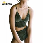 Oiyeefo 2018 Velvet Bikini Set High Waisted Bathing Suits Women Swimwear Female Swimsuit Pads Sexy Bathers Beach May Plavky Damy