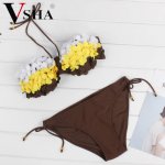 Vsha Entity Flowers top Bikini Sexy personality Sports Swimwear Beach Wetsuit quick Dry Swimsuit 2017 Summer Pop Bikinis women