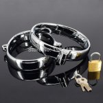 SODANDY Male Handcuffs Steel Wrist Cuffs Bondage Hand Shackles Adult Games For Couples Wrist Lock For Men Sex Slave Fetish Solid