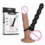 Penis vibrating Anal Plug Fantasy 5.1 Inch Double Prober Penetration Silicone Anal Sex strap-on Dildos for Women Adult Sex Toy