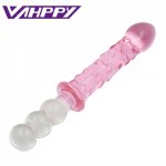 Three balls Pink Penis Dildo Glass Manual Masturbator Sex toys for Woman Lesbian Massage stick Vaginal plug  erotic shop AP02051