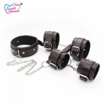 Sweet Dream PU Leather Neck Collar Handcuffs Ankle Cuffs BDSM Bondage Restraints Adult Sex Toys for Couple Sex Products DW-404