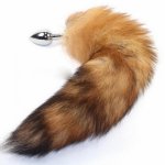 Fox, Violent Space Fox tail metal large anal plug adult sex toys for woman Erotic,long butt plug tail beads sex products for couples