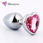 Small/Large Metal Anal Plug With Crystal Jewelry Anal Beads Smooth Touch Rhinestone Butt Plug No Vibration Sex Toy For Women Men