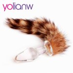 Fox, yolianw Erotic Fox Tail Anal Plug Stylish Glass Butt Plug Tail Fetish Butt plug Sexy Sex Toys For Women Anal Adult Sex Products