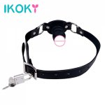 Ikoky, IKOKY Dildo Mouth Gag with Locking Buckles Oral Fixation 3 Colors Slave SM Bondage Fetish Sex Toys for Couples Small Penis Gag