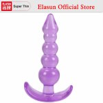 1PC Hot Novelty Sex Toys Sexy Clear Jelly Five Beads Butt Anal Plug Adult Size Random Colors