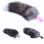 Funny Smooth Fox Tail Style Silicone/Alloy Butt Anal Plug Couple Adult Sex Toy 