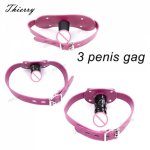 Thierry PU leather fetish  penis gag for sexual bondage ,roleplay and adult game for couples, dildo gag sex toys for women men