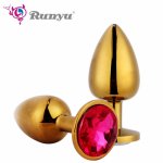 S/M/L Intimate Goods Metal Anal Butt Plug With Rhinestone Smooth Crystal Cork Anal Balls Tube Sex Toys For Adults No Vibrators