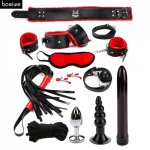 Bosiwe, bosiwe Set Bondage with Vibrator Anal Toy Fetish Woman Sex Toys for Couples PU Leather Handcuffs Eye Mask Mouth Gag Erotic Toys