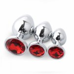 Ins, 12 color for choose large middle small size 3pcs as 1 set steel anal plug metal butt insert gay sex toys for men women