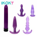 IKOKY 5Pcs/Set Adult Products Erotic Sex Toys for Men Women Vibrator Anal Dildo Anal Plug Purple Finger Prostate Massager